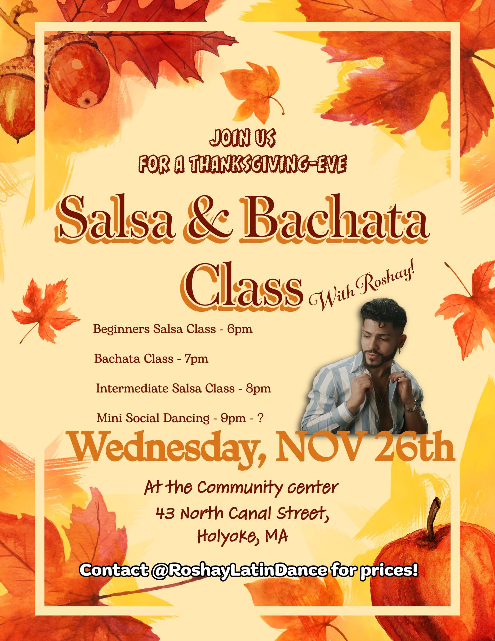Thanksgiving Eve Salsa & Bachata Class — Nov 26